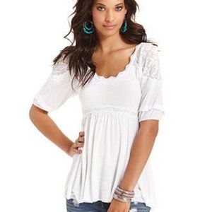 Free People Lace Sleeve Babydoll Blouse